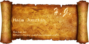 Haim Jusztin névjegykártya